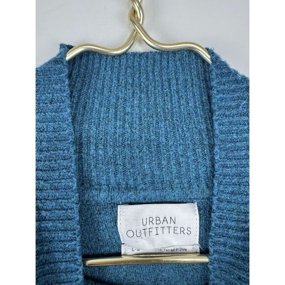 Urban Outfitters Size Large Kyla Cropped Turtleneck Sweater in Teal - Picture 4 of 9